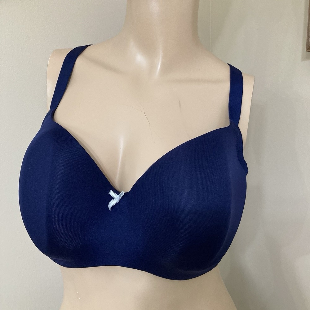Cacique Blue Lightly Lined Balconette Underwire Bra 38DDD Racerback Lace